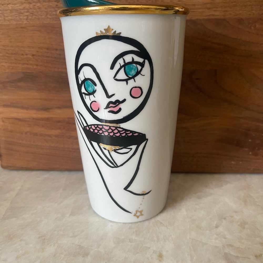 Starbucks double blusher White and Gold Artistic Tumbler 2015 limited edition